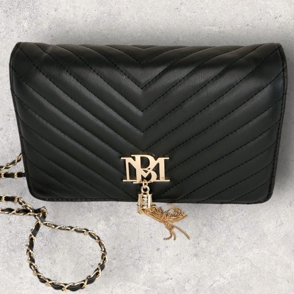 Badgley Mischka Black V Quilted Shoulder Bag/Crossbody - NWT